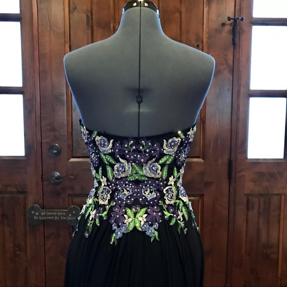 JVN by Jovani Black Floral Embroidered Gown! - Picture 3 of 6